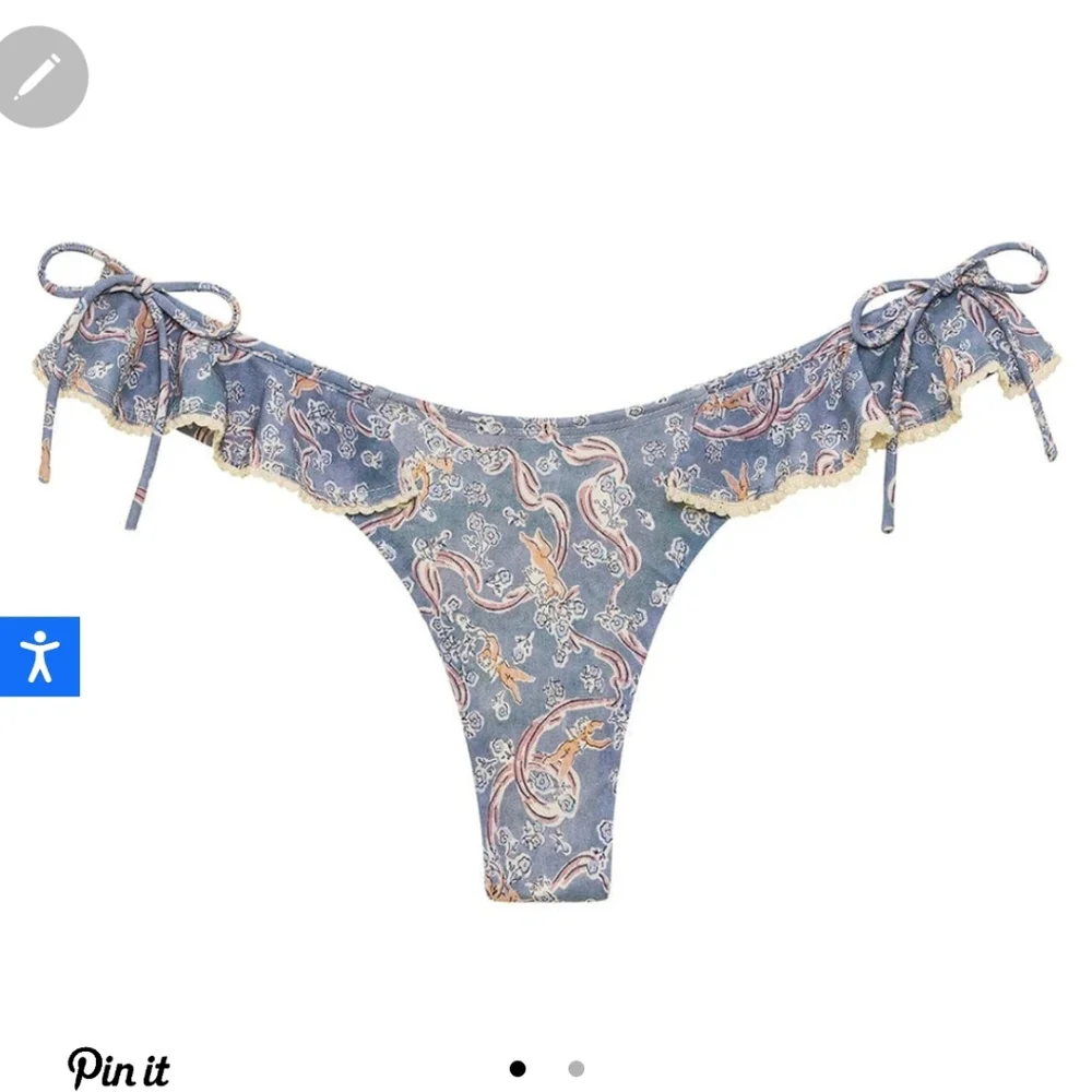 Montce Blue Paisley Ruffle Bikini with Cream Trim